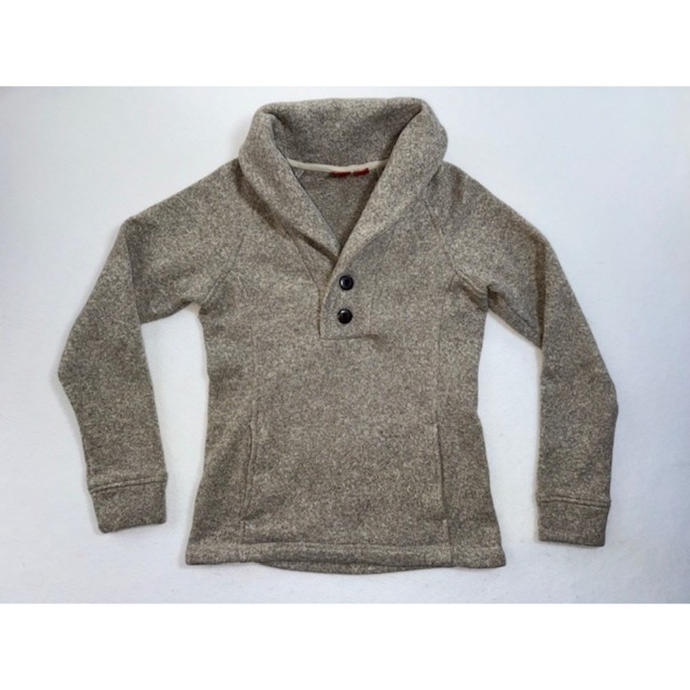Eastern Mountain‎ Sports EMS Womens Pullover XS Beige Cowl Neck 2 Button Sweater